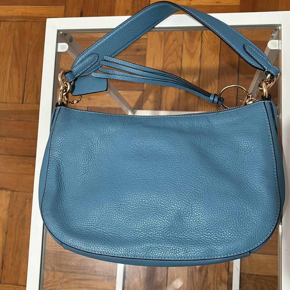 Coach Blue Leather Shoulder Bag with Rose/Gold Hardware NWOT. - Picture 3 of 6